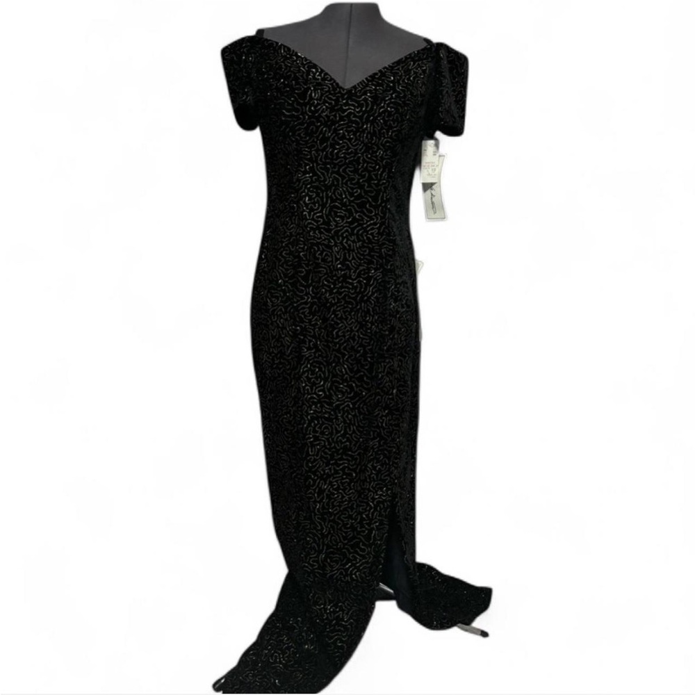 Laura Winston Vintage Metallic Velvet Evening Gown